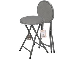 Urban Living Bijzet krukje - 2x - donkergrijs - metaal - 30 x 45 cm - inklapbaar - woonaccessoires