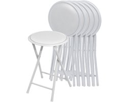 Urban Living Bijzet krukje - 6x - wit - metaal - 30 x 45 cm - inklapbaar - woonaccessoires