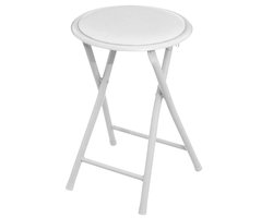 Urban Living Bijzet krukje - wit - metaal - 30 x 45 cm - inklapbaar - woonaccessoires