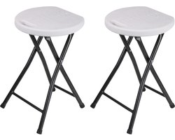 Urban Living bijzet krukje/stoel - 4x - Opvouwbaar - wit/zilver - D30 x H45 cm