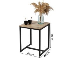 Urban Living Bijzettafel - Koffietafel - Side table - Vierkant - Industrieel design - Houte blad - Metalen frame - 40 x 40 x 50 cm