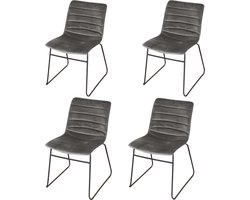 Urban Living - Brooklyn Stoel Velours -Modern - Antraciet - Set per 4