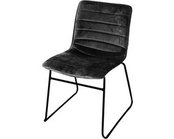 Urban Living - Brooklyn Stoel Velours -Modern - Zwart - Set per 4