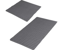 Urban Living Douche/badkamer anti-slip matten set - 2x stuks - rubber - antraciet