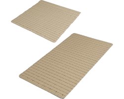 Urban Living Douche/badkamer anti-slip matten set - 2x stuks - rubber - beige