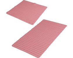 Urban Living Douche/badkamer anti-slip matten set - 2x stuks - rubber - oud roze