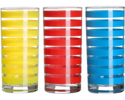 Urban Living Drinkglazen Colorama - 3x - rood/geel/blauw - glas - 295 ml - gekleurd mix