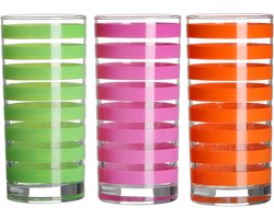 Urban Living Drinkglazen Colorama - 3x - roze/groen/oranje - glas - 280 ml - gekleurd mix