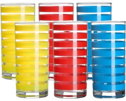 Urban Living Drinkglazen Colorama - 6x - rood/geel/blauw - glas - 280 ml - gekleurd mix