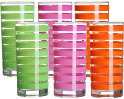 Urban Living Drinkglazen Colorama - 6x - roze/groen/oranje - glas - 280 ml - gekleurd mix