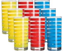 Urban Living Drinkglazen Colorama - 9x - rood/geel/blauw - glas - 295 ml - gekleurd mix