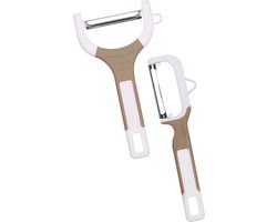 Urban Living Dunschillers - set 2x - beige - kunststof - rvs - aardappel en fruit schilmesjes - schillen - keuken