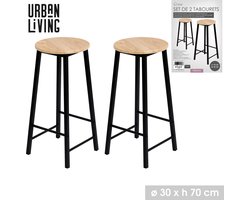 Urban Living - Friends Barkrukken set van 2 - Rond - D30xH70cm - Zwart / Hout