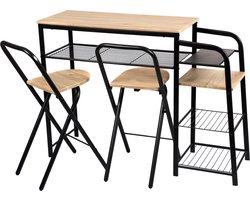 Urban Living - Friends Bartafel met 2 inklapbare krukken en bergruimte - Zwart