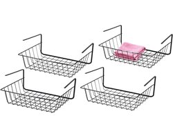 Urban Living Hangmand voor kast - 4x - metaal - zwart - 29 x 21 x 11 cm - kastmandje