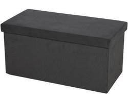 Urban Living Hocker bank - poef XXL - opbergbox - donkergrijs - polyester/mdf - 76 x 38 x 38 cm - opvouwbaar