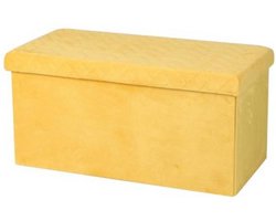 Urban Living Hocker bank - poef XXL - opbergbox - geel - polyester/mdf - 76 x 38 x 38 cm - opvouwbaar
