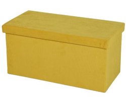 Urban Living Hocker bank - poef XXL - opbergbox - geel - polyester/mdf - 76 x 38 x 38 cm - opvouwbaar