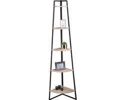 Urban Living Hoekkast - 3 planken - hout / zwart - 179 x 36,5 cm - opbergkast / wandkast
