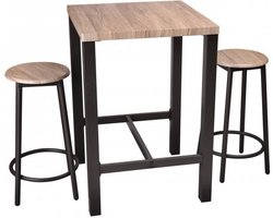 Urban Living - Hoge Bartafel met 2 Ronde Barkrukken - Barstoelen