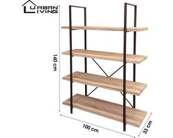 Urban Living - Industiële Kast met 4 Planken