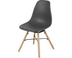 Urban Living - Jena Stoelen Donkergrijs met Hout/Metalen onderstel - Set van 4