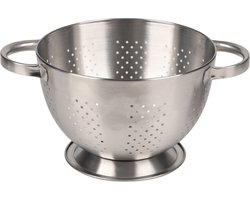 Urban Living Keuken vergiet - zilver - RVS - D22 cm x H24 cm - keuken zeef - keuken accessoires