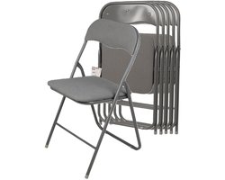 Urban Living Klapstoel - 6x - met stoffen zitting - antraciet - 44 x 45 x 80 cm - metaal - Bijzet stoelen - Inklapbaar