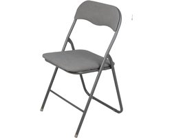 Urban Living Klapstoel - met stoffen zitting - antraciet - 44 x 45 x 80 cm - metaal - Bijzet stoelen - Inklapbaar