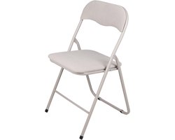 Urban Living Klapstoel - met stoffen zitting - beige - 44 x 45 x 80 cm - metaal - Bijzet stoelen - Inklapbaar
