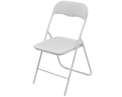 Urban Living Klapstoel - met stoffen zitting - wit - 44 x 45 x 80 cm - metaal - Bijzet stoelen - Inklapbaar