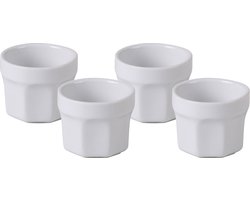 Urban Living kleine kommetjes/serveer schaaltjes - ivoor wit - keramiek - set 4x stuks - D5.5 cm - sausjes/hapjes/nootjes