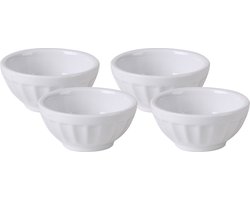 Urban Living kleine kommetjes/serveer schaaltjes - ivoor wit - keramiek - set 4x stuks - D6.5 cm - sausjes/hapjes/nootjes
