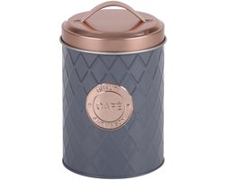 Urban Living Koffie bewaarblik - metaal - grijs/rosé - 11 x 16 cm - cups/bonen/filterkoffie