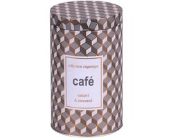 Urban Living Koffie bewaarblik - metaal - retro print - 11 x 18 cm - cups/bonen/filterkoffie