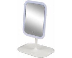 Urban Living Make-up spiegel - met LED-verlichting - wit - kunststof - 21 x 16.5 x 30 cm