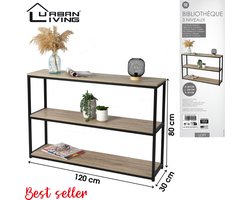 Urban Living - Metalen Open Dressoir met Houten Bladen - 3 niveaus - Industrieel Design