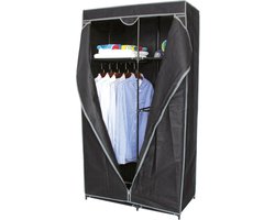 Urban Living Mobiele kledingkast met legplanken/hang stang - opvouwbaar - grijs - 88 x 45 x 160 cm