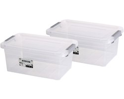 Urban Living Opberg box - 2x - 5,25 liter - 30 x 20 x 13 cm - deksel en clips - waterdicht - tuin/schuur/kast