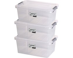 Urban Living Opberg box - 3x - 15 liter - 42 x 28 x 42 cm - deksel en clips - waterdicht - tuin/schuur/kast