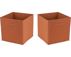 Urban Living Opbergmand Square Box - 2x - karton/kunststof - 29 liter - oranje - 31 x 31 cm - Vakkenkast