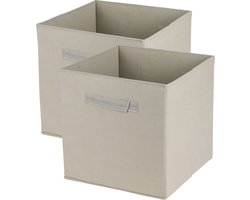 Urban Living Opbergmand/kastmand Square Box - 2x - karton/kunststof - 29 liter - naturel - 31 x 31 x 31 cm - Vakkenkast manden
