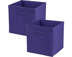 Urban Living Opbergmand/kastmand Square Box - 2x - karton/kunststof - 29 liter - paars - 31 x 31 x 31 cm - Vakkenkast manden