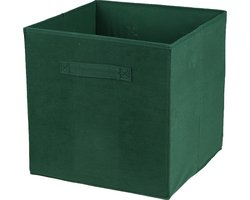 Urban Living Opbergmand/kastmand Square Box - karton/kunststof - 29L - donkergroen - 31x31 cm - Vakkenkast manden