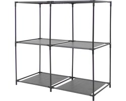 Urban Living Opbergrek 2-laags - metaal - kunststof - zwart - 68,5 x 70 cm - voor opbergmanden