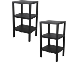 Urban Living Opbergrek 3- 2x -laags - zwart - kunststof - 39 x 33 x 72 cm - schuur/zolder rekje