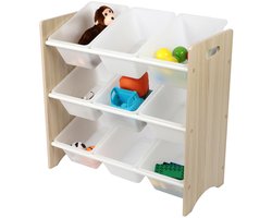 Urban Living Opbergrek 3-laags met bakken - wit - hout/kunststof - 64 x 30 x 60 cm - speelgoed - kinderkamer
