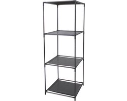 Urban Living Opbergrek 3-laags - metaal - kunststof - zwart - 34 x 104 cm - voor opbergmanden