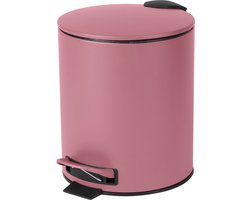 Urban Living Pedaalemmer Toulon - blush roze - 5 liter - metaal - L21 x H26 cm - soft-close - toilet/badkamer
