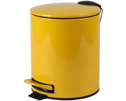 Urban Living Pedaalemmer Toulon - geel - 5 liter - metaal - L21 x H26 cm - soft-close - toilet/badkamer